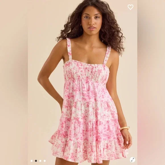 Altar'd State Pink Floral Ruffle-Strap Mini Dress - Picture 2 of 7